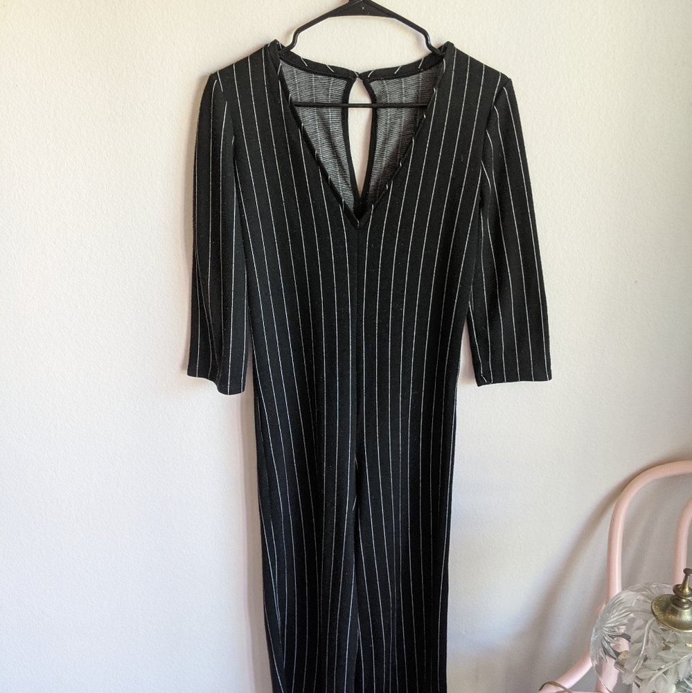 Zara XS Black Pinstripe Jumpsuit